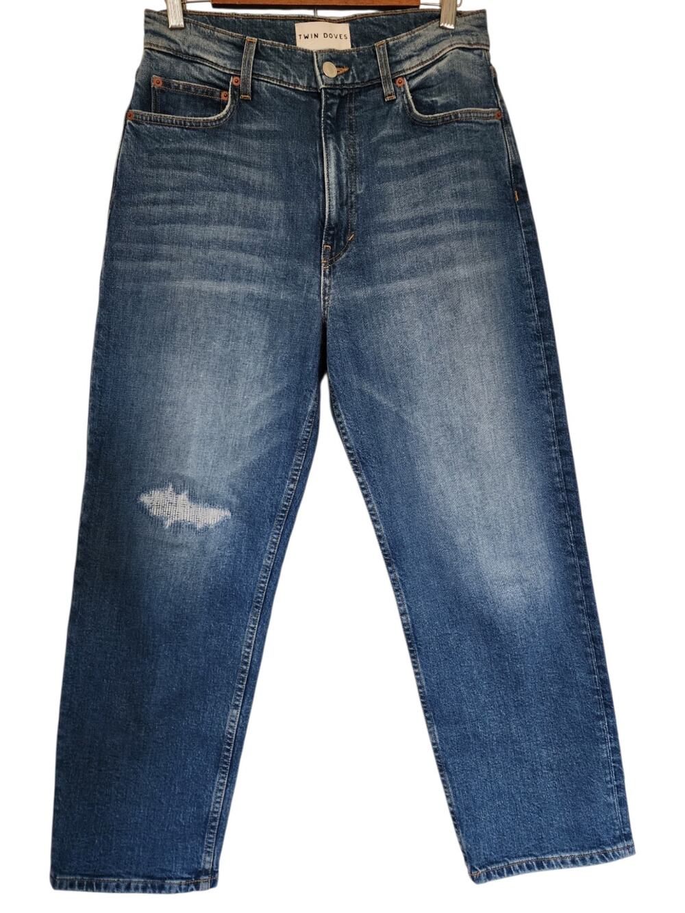 Emerson Fry Twin Doves Vintage Stovepipe Ankle Blue Distressed Jeans Size 30 USA